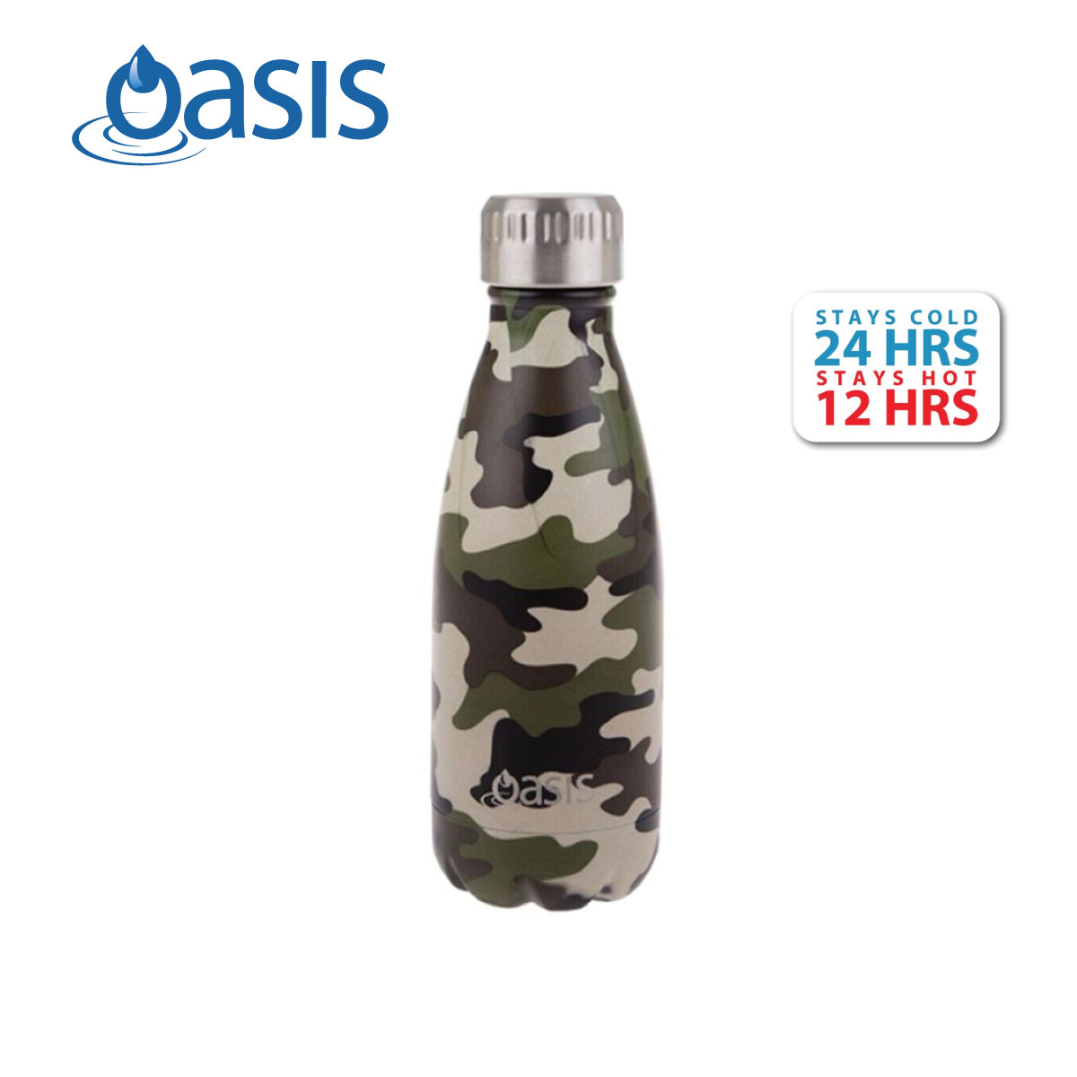 Oasis Stainless Steel Insulated Water Bottle – Camo Green