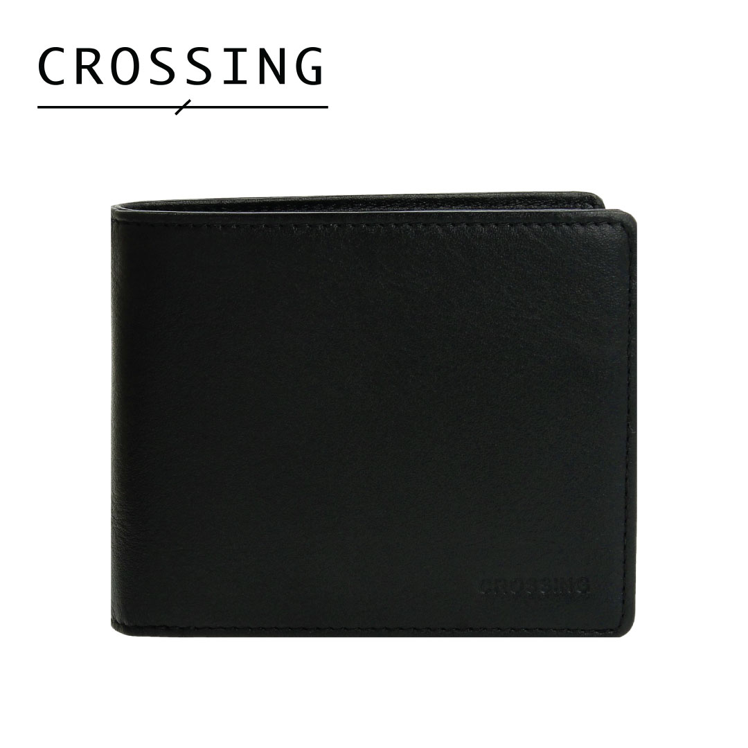 Crossing Prime Bi-Fold Leather Wallet With Flap [17 Card Slots] – Black