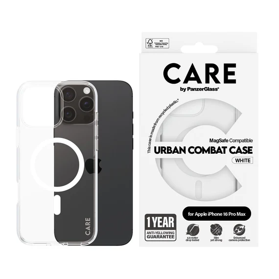 CARE by PanzerGlass® Flagship Case Transparent Urban Combat w. White MagSafe iPhone 16 Pro Max - Image 2