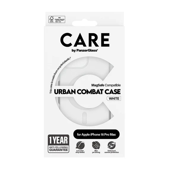 CARE by PanzerGlass® Flagship Case Transparent Urban Combat w. White MagSafe iPhone 16 Pro Max - Image 4