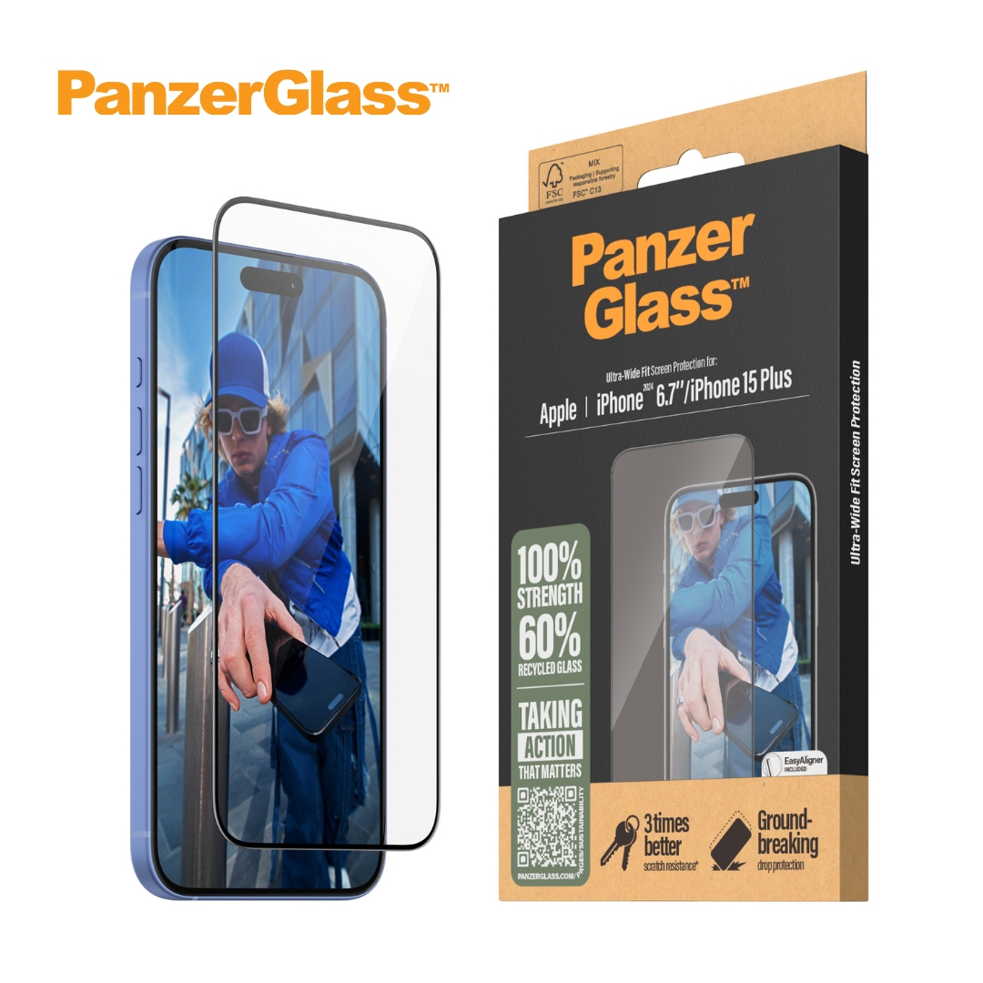 PanzerGlass® Screen Protector iPhone 16 Plus | 15 Plus | Ultra-Wide Fit